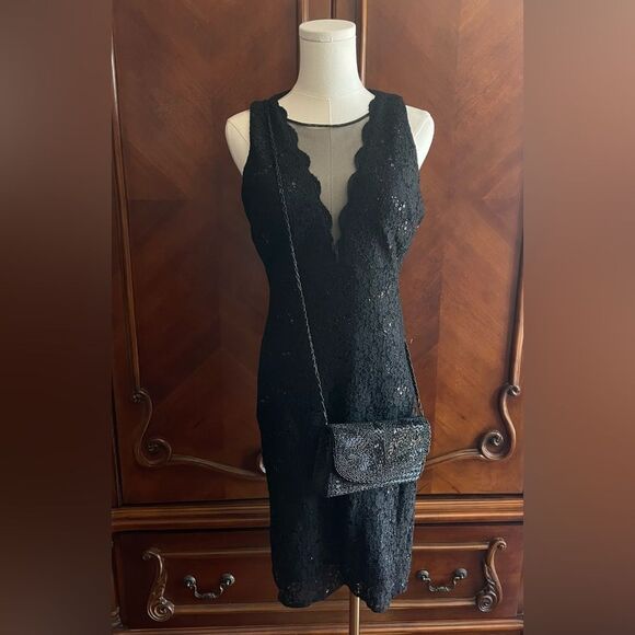 Roz & Ali Black Sequin Backless Dress - Picture 1 of 6